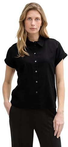 Tom Tailor Damen Loose Fit Bluse mit Leinenanteil