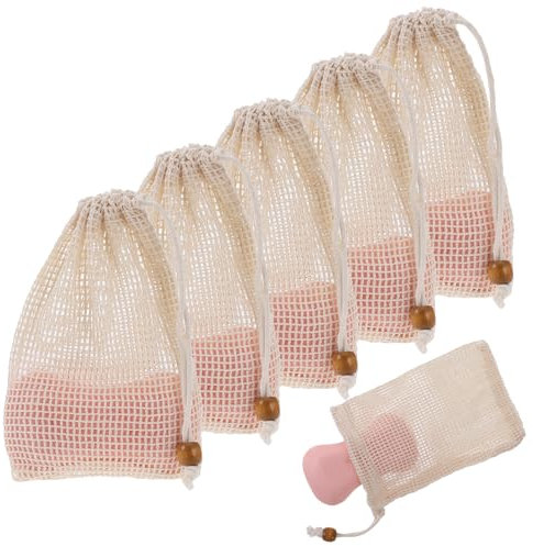 5 PCS Sisal Soap Bags with Drawstring Natural Fiber Soap Bags Organic Natural Soap Bags Exfoliating Soap Saver Pouch for Bath Shower Foaming, Drying Soaps