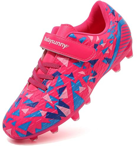 Kids Football Boots Boys AG/FG Football Shoes Girls Rugby Boots Soccer Shoes Soccer & Rugby, Unisex Indoor/Outdoor Training & Running Sneakers Red
