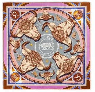 CODELLO Exklusives Sternzeichen-Tuch aus reiner Seide (Stier, grau)