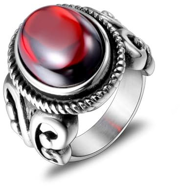 Tolldek Ring 22.6MM, Pärchenringe Herren Ringe Schmetterling mit Stein Trauringe, Rot Edelstahl Freundschaftsringe Hochzeitsring, Gr.57 (18.1)