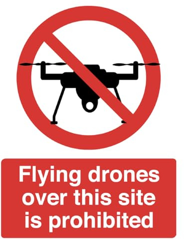 Flying of Drones Over This Site is Prohibited Sign Self Adhesive Sticker A4 297mm x 210mm*