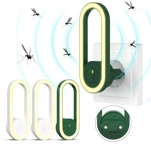 Repelente Ultrasónico de Plagas, Electrónico Repelente Mosquitos Insectos Control para Interiores, Antimosquitos Electrónico para Ratones, Arañas, Cucarachas, Moscas(4 Paquetes)