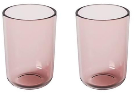 Lot de 2 gobelets à brosse à dents en plastique léger de luxe sans perçage, transparents et durables - 290 ml (rouge et rouge)