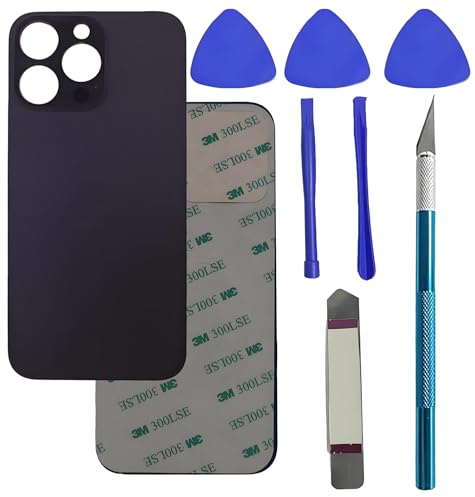 LiXiongBao Hinterglas Ersatz für iPhone 14 Pro Max mit Reparaturwerkzeugen | Ersatz-Hinterglas für iPhone 14 Pro Max mit vormontierter Klebefolie inkl. Reparaturwerkzeug-Set (Tiefes Lila)