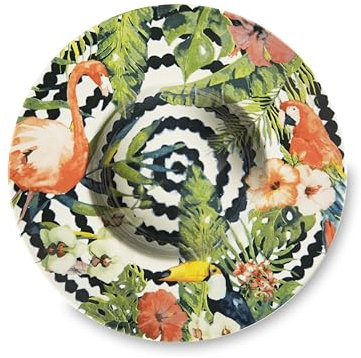 Excelsa Tropical Set 6 Ciotole per Pasta in Ceramica, Design Tropicale con Fenicotteri e Foglie