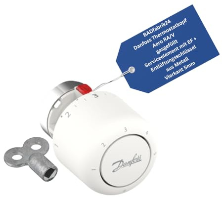 BADfabrik24 Thermostatkopf AERO RA/V EF gasgefüllt mit Serviceelement + Entlüftungsschlüssel 5 mm | 1 Stück | präzise Temperaturregelung, einfache Montage