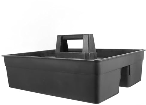 Kunststoff Reinigungsbox mit Griff, Schwarz, Tragbar | Großes Fassungsvermögen, für Reinigungswerkzeuge, als Aufbewahrungsbehälter für Haushalt und Hotel