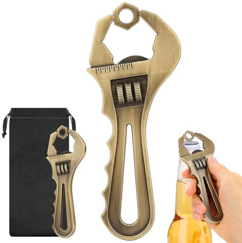 Spanner Novelty Bottle Opener, Beer Gifts for Men, Metal Handle Wrench Shaped Corkscrew, Bottle Top Opener, Personalised Present for Maintenance Technician, Christmas Thanksgiving Day Gifts for Dad