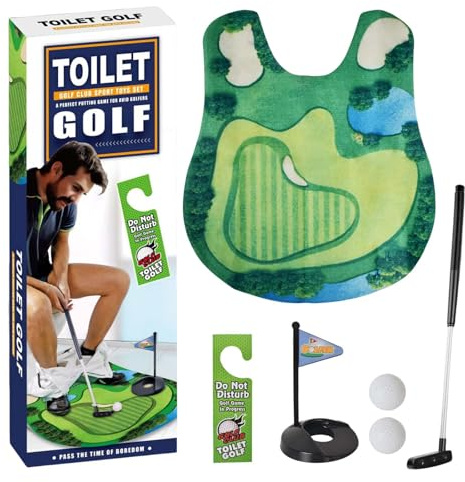 Coffret Cadeau de Golf de Toilette, Mini Cadeau Amusant pour Homme, Jeu de Toilettes, Jeu de Salle de Bain, Salle Bain Golf Set, Golf Toilettes Jouet, pour hommes anniversaire cadeau d'anniversaire