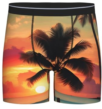 NImongt Boxer pour homme imprimé plage tropicale palmier pour homme, extensible, confortable, doux et respirant, sous-vêtements quotidiens
