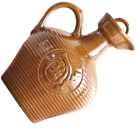 HOMSFOU Pot à Vin en Céramique Rétro Poignée Ergonomique, Pichet Multifonction 1 Litre pour Maison et Bar, Conteneur à Vin Portable sans Odeur, Cruche à Liqueur Solide et Saine