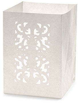 6 x Lichttüten/Decolights Miniatur Ornamente (Weiß / 16 x 11 x 11 cm) NICHT ENTFLAMMBAR