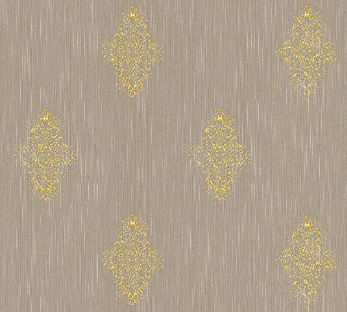 Architects Paper 319464 Wallpaper with Ornamental Baroque Pattern, Beige Metallic, 10.05 m x 0.53 m