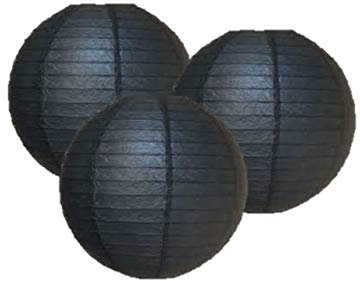 3er-Pack Papierlaternen-Lampenschirme für Partys, Geburtstage, Babypartys, Hochzeitsfeiern, Dekoration 4(10cm) -16(40cm) (Schwarz, 12 (30cm))