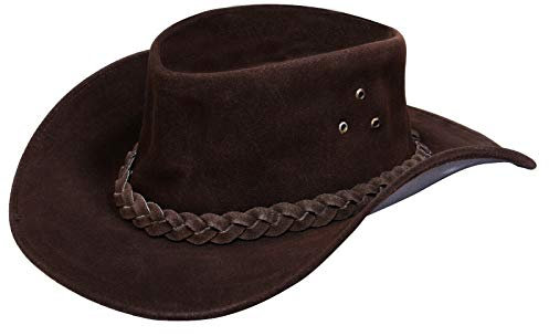 Infinity Leather Unisex Braun Leder Busch Safari Aussie Cowboyhute Stil Klassische Western Wildleder Outback Hut 2XL