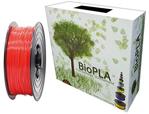 Bio PLA Filament 1,75mm 1kg Spule Full Biologic PLA Filament 1000g für alle 3D Drucker (Rot)