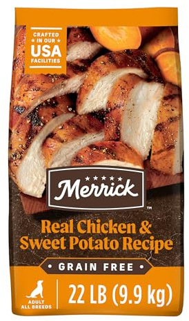Merrick Premium Grain Free Dry Adult Dog Food, Wholesome And Natural Kibble With Real Chicken And Sweet Potato - 22.0 lb. Bag