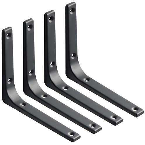 SAYAYO Regalwinkel Schwerlast Regalhalterung Schwarz Regalhalter Metall 90 Grad L-förmige 4 Stück Winkel Regal 150x125 für Wandhalterung Regal, Eckregal, Hölzern Möbel