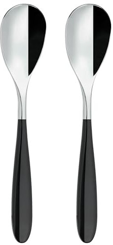 Grunwerg 2DS650BK Yin & Yang Dessert Spoons, Stainless Steel, Black