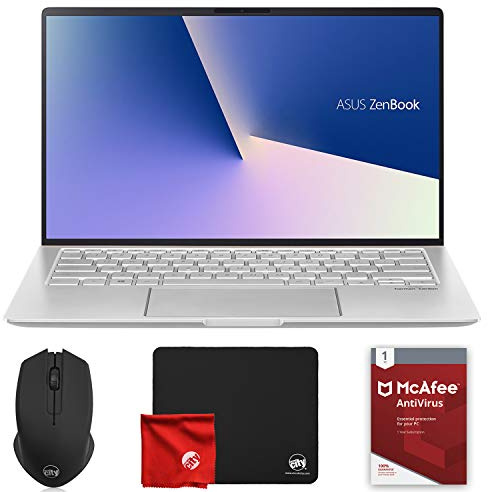 ASUS Zenbook UM433D Ultraslim 14 FHD (AMD Ryzen 7-3700U 2.3GHz, 8GB RAM, 512GB SSD, AMD Radeon RX Vega 10, Windows 10 64-Bit) Laptop Computer Bundle with McAfee Antivirus 1-Year