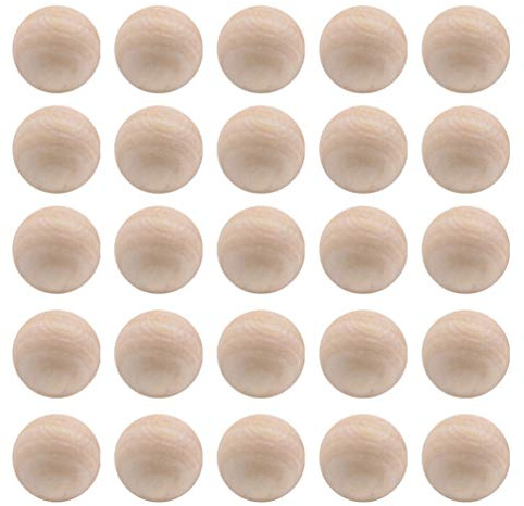EXCEART 50Pcs Unvollendete Holzkugeln 25Mm Basteln Holzperlen Nicht Poröse Loch Graffiti Malerei Schmuckherstellung Zubehör (Holzfarbe)