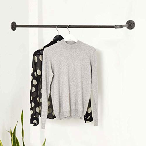 VARIOUS Kleiderstange L-Form ums Eck - div. Größen, z.B. 120 x 33 cm - Industrial Garderobenstange von Wand zu Wand - nach links o. rechts - schwarz, Metall