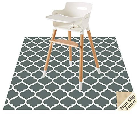 Baby Splat Floor Mat for Under High Chair/Arts/Crafts by CLCROBD, 51 Waterproof Anti-Slip Food Splash Spill Mat for Eating Mess, Washable Floor Protector and Table Cloth (Lattice)