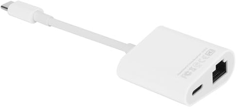 Adattatore di Rete da Tipo C a Ethernet, Adattatore Cablato LAN da USB-C a RJ45 100M con Porta di Ricarica di Tipo C Compatibile con Laptop, Smartphone, Console di Gioco