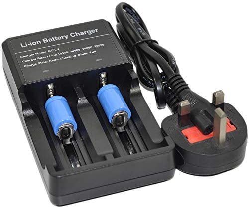 BTBAI 2x Battery+Charger 14250 ER14250 LS14250 ER14250H 1/2-R6 1/2-AA Rechargeable for LED Flash Light Torch Top Flat 280mah 3.6/3.70V Li-ion K120 K-120 AC Dual k1a