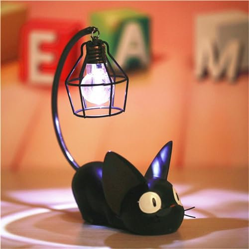Katzen Nachtlicht Nachttischlampen, süße Schreibtisch Tischlampe Katzenlampe Kinder Nachtlicht Nachtlicht zum Lesen Studieren, 3x 5x7 Zoll((Black Eyes))
