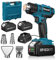 Cordless Heat Gun, Uaoaii 21V Hot Air Gun w/ 2x 4.0Ah Rechargeable Battery, 4 Nozzle, Led Light & Suitcase, 2-Temp Setting Max 1022°F(550°C) for Crafts, Shrink Tubing, Resin Decorating (HG2000)