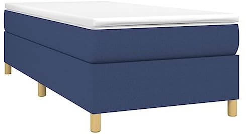 vidaXL Bettgestell, Polsterbett Bett für Schlafzimmer, Bettrahmen mit Lattenrost, Schlafzimmerbett Einzelbett, Blau 80x200cm Stoff