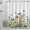 Ttincceer 183x213cm Pilz Duschvorhang Wilde Pflanze Rot Pilz Grün Blatt Bad Vorhang Bunte Schmetterling Aquarell Botanische Blume Duschvorhänge Wasserdicht Badewanne Vorhang
