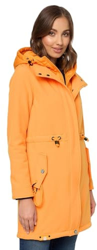 MARIKOO Damen Softshell Mantel Übergangsjacke mit Kapuze B965 [B965-Mo-Presa-Apricot-Gr.L]