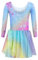 trudge Mädchen Ballettkleidung Kinder Regenbogen Ballettkleid Langarm Ballettanzug Baumwolle Tanzbody Ballett Trikot Mit Rock Tütü Tanzkleid 120/2-3 Jahre