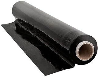 Various Film Negro para embalaje plástica retráctil de 50cmx380m,23 micras, resistencia industrial de estiramiento, adherencia Negro, envoltura para mudanza, palets.