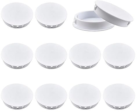 UFURMATE Nylon-Lochstopfen, runde Kunststoff-Lochstopfen, 50 mm, zum Einrasten, Rohreinsatz, Endkappen für Küchenschrank, Schrank, Stuhl, 12 Stück (weiß)