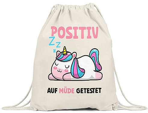 Hey!Print Positiv Auf Müde Getestet Turnbeutel Gymsack Träumer Langschläfer Corona Faulheit Schlafmütze Schlaf Einhorn Faulheit
