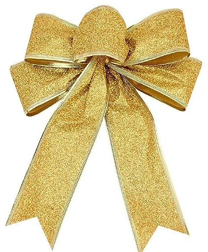 3 Stück Glitzer Weihnachtsschleifen Groß Weihnachtsbaum Bogen Schleife Weihnachtsbaumschmuck Weihnachtsdekorationsschleifen Weihnachtsbaumspitze Schleife Für Weihnachten Hochzeit Party Deko,Gold