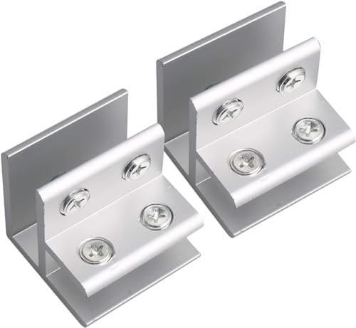 Cokritsm 90 Degrees Glass Clamps 8-10mm Glass, Aluminum Clamp for Glass Corner for Cabinet Cupboard Silver 6pcs Corner Glass Clamp