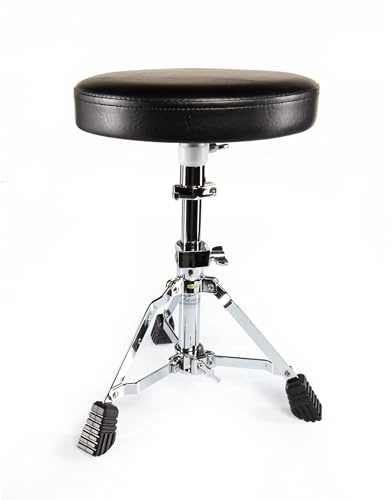 Drumhocker, Höhenverstellbar 36-48 cm, Faltbar, Komfortpolster, Stabile Hartgummifüße, Einstrebige Basis, Ideal für junge Schlagzeuger ab 3 Jahren, Platzsparend, Robust