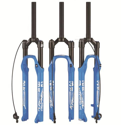Fahrrad Vorderradgabel Federgabel 1-1/8 Gerades Rohr Mountain Front Gabel Mountainbike Luftgabel 26 27.5 29 Zoll 120mm Hub Schnellspanner 9mm QR Scheibenbremse XC AM ( Color : Blue remote , Size : 27
