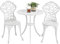 Yaheetech Conjunto de 1 Mesa y 2 Sillas Exterior de Jardín Muebles de Aluminio para Jardín Balcón Terraza Juego de Muebles de 3 Piezas Blanco