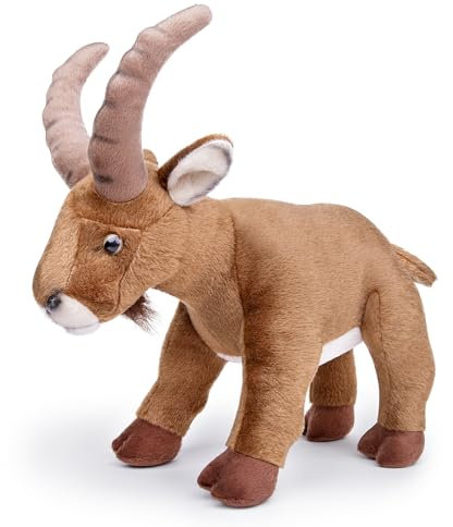 lilizzhoumax Ziege Plüschtier 29cm/11Zoll Stand Simuliertes Tier Kawaii Schaf Kuscheltier Realistische Antilope Spielzeug Wilde Tiere Ostern Geschenk für Kinder Heimdekoration Braun
