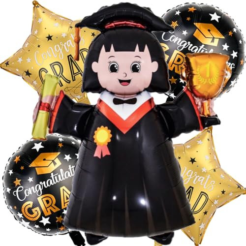 Kawailay 5 Stück Abschluss Luftballon Frau Abschluss Party Folienballon Prüfung Bestanden Deko Ballons Bachelor Luftballons für Uni Party Abi Feier - Stil 1
