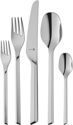 WMF Kineo Besteck Set 12 Personen, Essbesteck Set 66 teilig, 60 Teile mit Servierbesteck, Monobloc-Messer, Cromargan protect poliert, Edelstahl, kratzbeständig, Silberbesteck, spülmaschinenfest