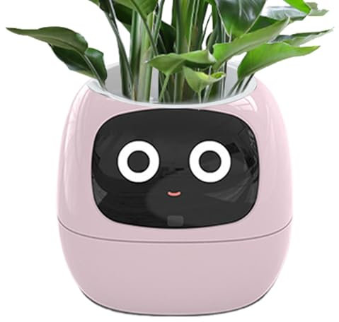 Pot de fleurs intelligent – Pot de fleurs intelligent, jardinière AI, robot intelligent pour animaux de compagnie | Pot de fleurs intelligent à expressions multiples avec 7 capteurs intelligents pour