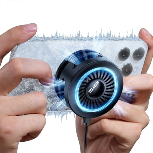 TELESIN° Magnetische Handy Kühler, Tragbare Telefonkühler für MagSafe, Halbleiterkühlung Handykühler für iPhone/Android/iPad für Gaming & Video-Streaming & Autofahren (Kabelloses Laden)