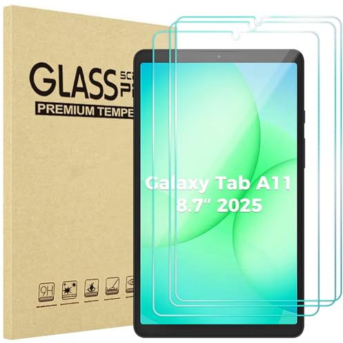 ProCase 3 Stück Schutzfolie für 8.7'' Galaxy Tab A9 2023 (X110/X115), Galaxy Tab A11 2025 (X130/X135), 9H Gehärtetes Glas Screen Protector – Klar